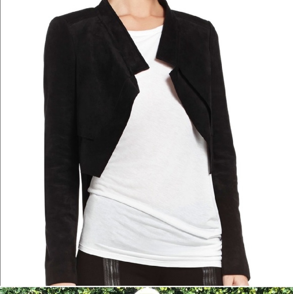 BCBG black suede crop jacket
